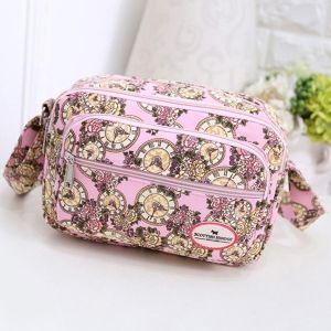 Color Spliced Clock Pattern Canvas Crossbody Bag