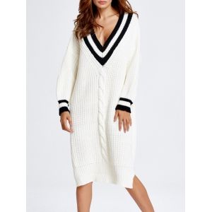 Robe droite ample à col V profond