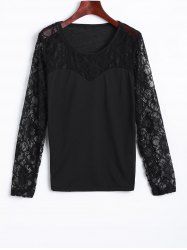 Lace Spliced See Through Tee -  