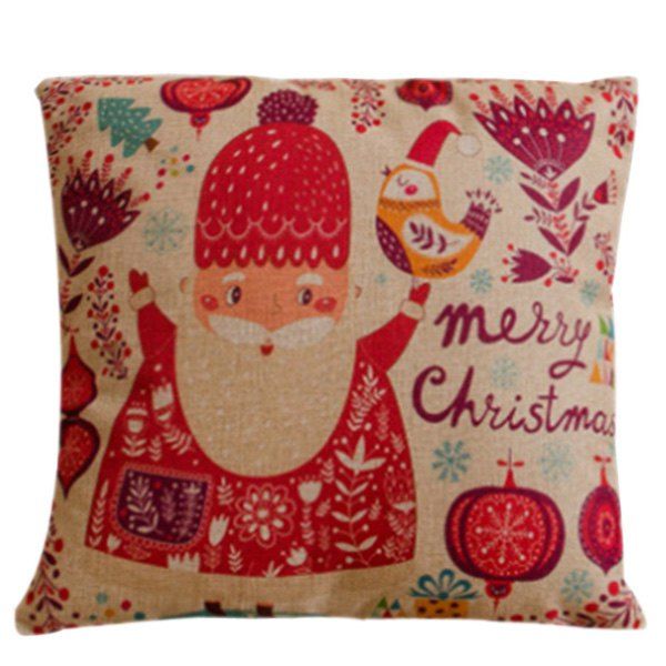 

Festival Cartoon Santa Claus Pillow Case, Red