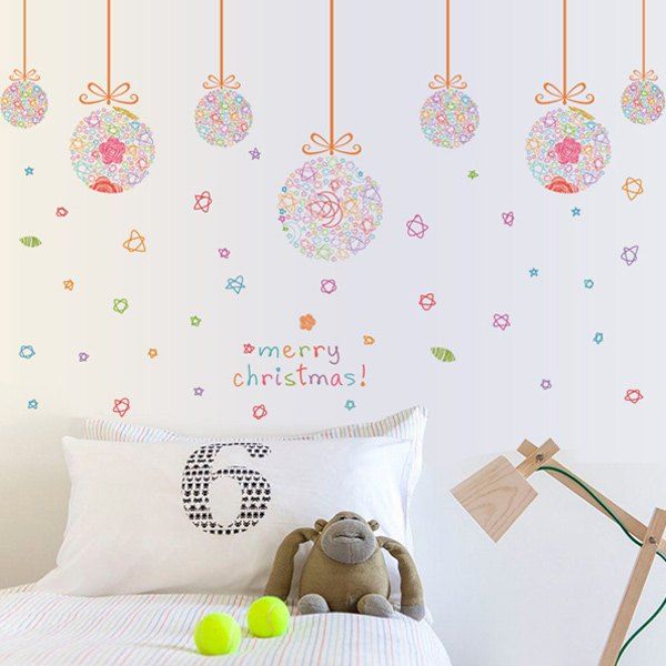 

Removable Merry Christmas Colorful Star Ball DIY Wall Stickers