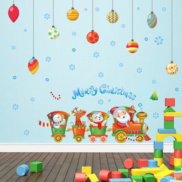 

Merry Christmas Cartoon Train DIY Window Home Decor Wall Stickers, Colorful