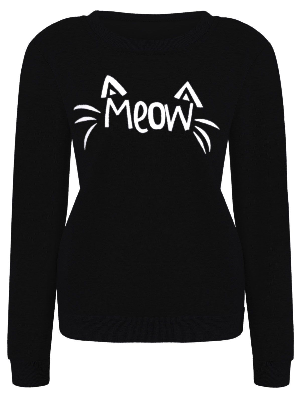 

Cute Printed Loose Sweatshirt, Black