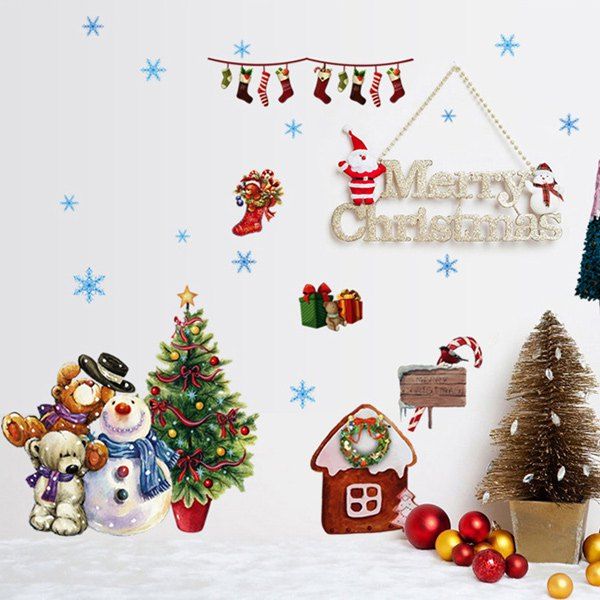 

DIY Merry Christmas Wall Stickers Living Room Cabinet Decoration, Colorful