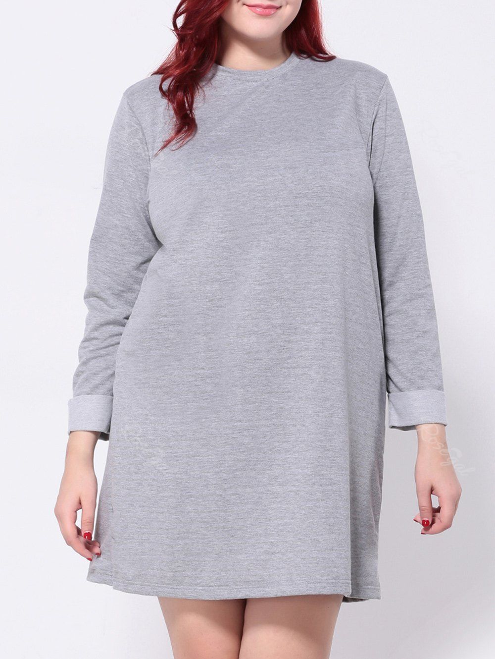 Gray 4xl Plus  Size  Long  Sleeves T  shirt  Dress  RoseGal com