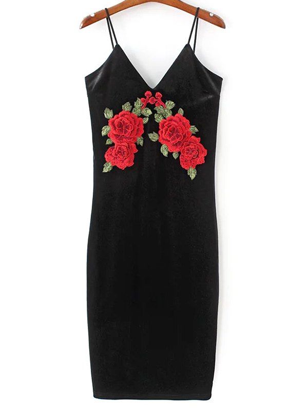 Outfit Floral Embroidered Velvet Slip Dress  