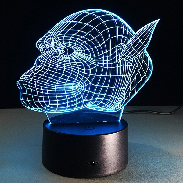 

7 Color Touch Changing 3D Gorilla Night Light, Transparent