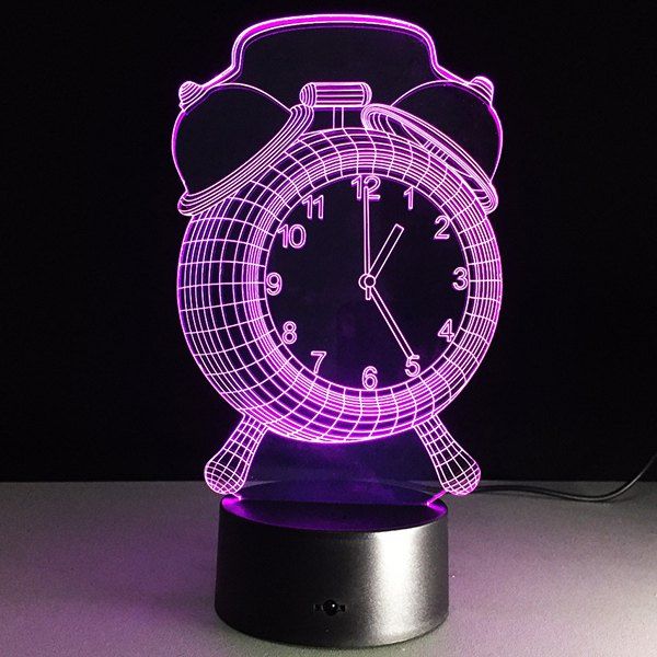

7 Color Touch Changing 3D Clock Night Light, Transparent