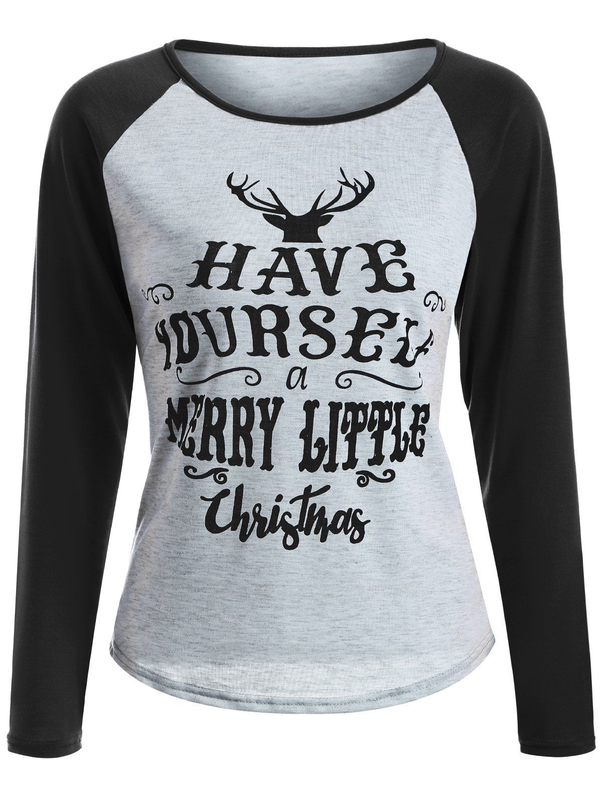 [39 OFF] Raglan Sleeve Christmas Print TShirt Rosegal