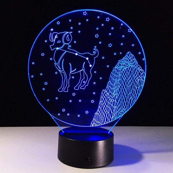 

3D Visual 7 Color Changing Aries Shape LED Night Light, Colorful