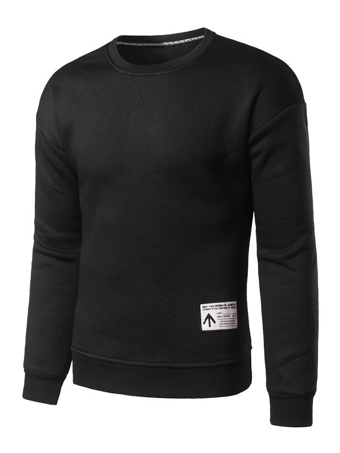 

Crew Neck Applique Sweatshirt, Black