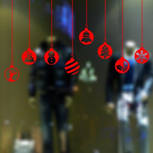 

Merry Christmas Pendants Wall Stickers Window Showcase Decoration, Red