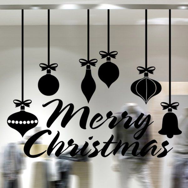 

Merry Christmas Decorative Pendants Window Wall Stickers, Black