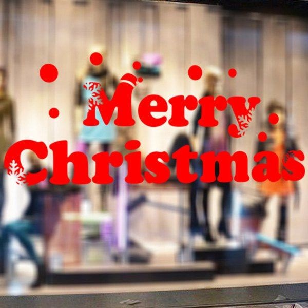 

Window Showcase Decoration Merry Christmas Slogan Wall Stickers, Red