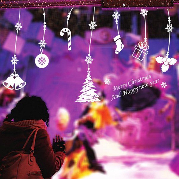 

Christmas Gift Decorative Pendants Removable Window Wall Stickers, White
