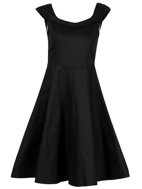 2018 Retro Fit And Flare Swing Dress In Black L | Rosegal.com