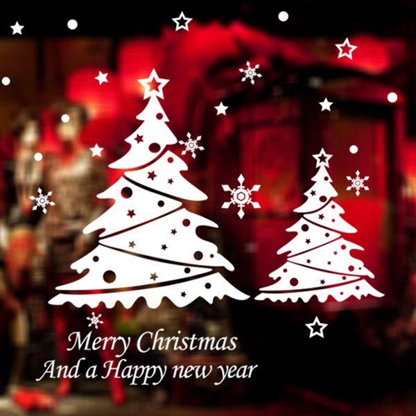 

Snowflake Christmas Tree Removable Glass Window Wall Stickers, White