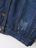 Ribbed Ethnic Embroidered Jean Jacket -  