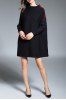 Stand Collar Color Block Sweater Dress -  