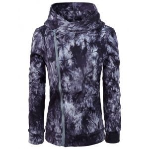

Oblique Zipper Tie Dye Purple Hoodie