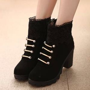 Metal Embroidery Zipper Ankle Boots - BLACK 40