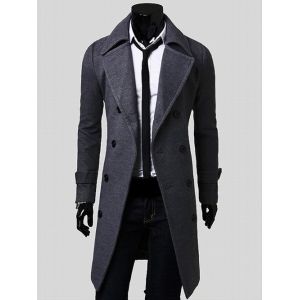 

Double Breasted Overcoat with Side Pockets, Gray