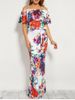 Floral Flounce Off The Shoulder Long Maxi Dress -  