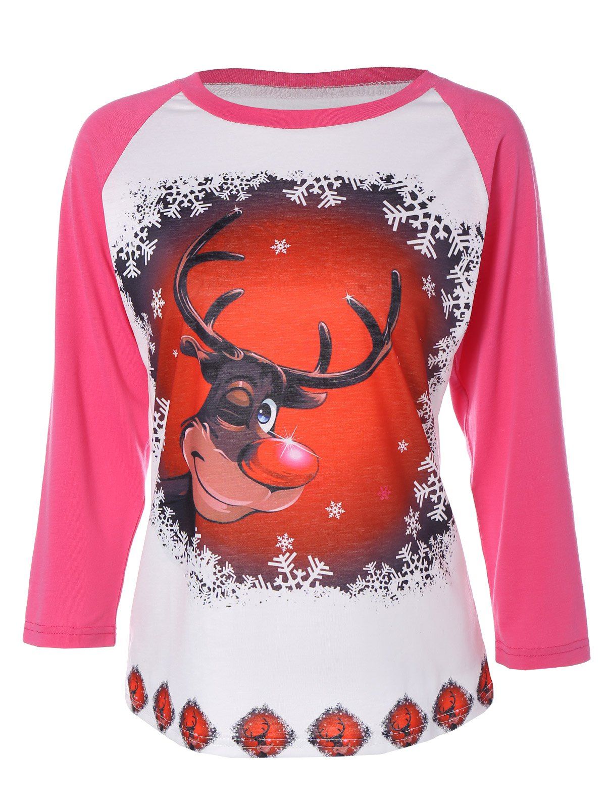 

Elk Print Christmas T-Shirt, Deep pink