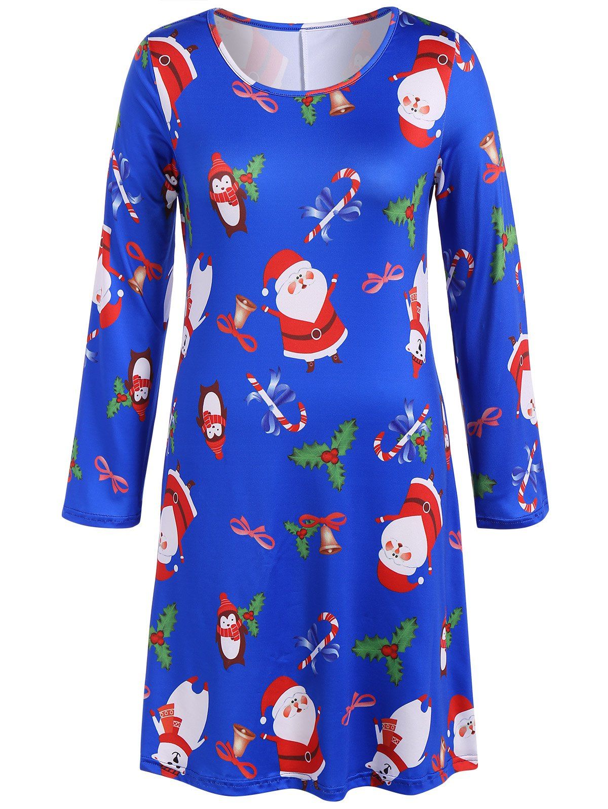 

Christmas Santa Claus Print Dress, Blue