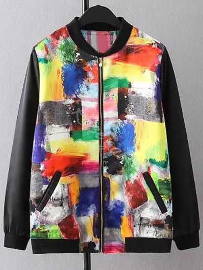

Scrawl Print Bomber Jacket, Colormix