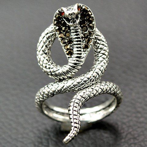 

Vintage Twine Snake Embossed Open Ring, Silver