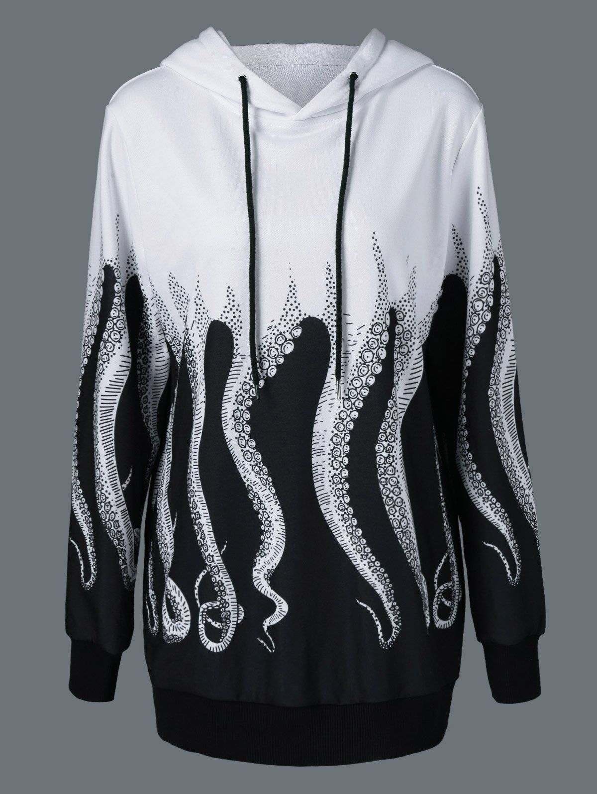 

Octopus Print Plus Size Hoodie, White