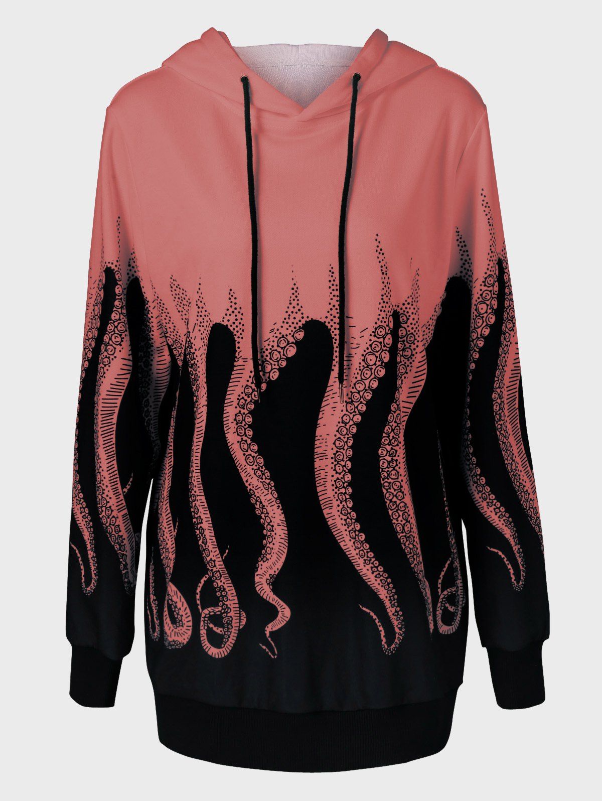 

Octopus Print Plus Size Hoodie, Orangepink