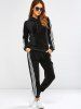 Striped Trim Hoodie with Running Jogger Pants -  