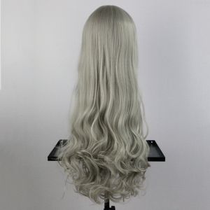 Greyish Brown Long Side Bang Wavy Synthetic Cosplay Wig | RoseGal.com