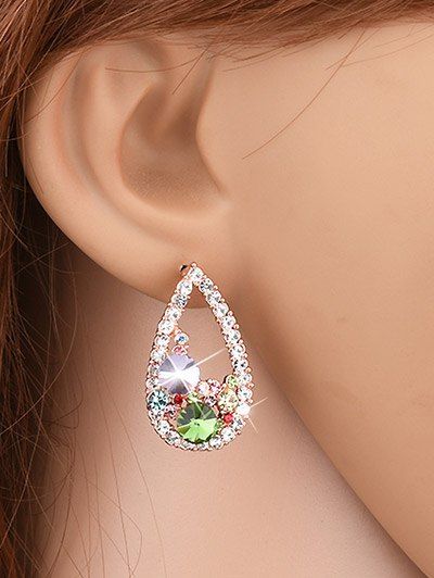 

Colorful Rhinestone Waterdrop Stud Earrings, Yellow