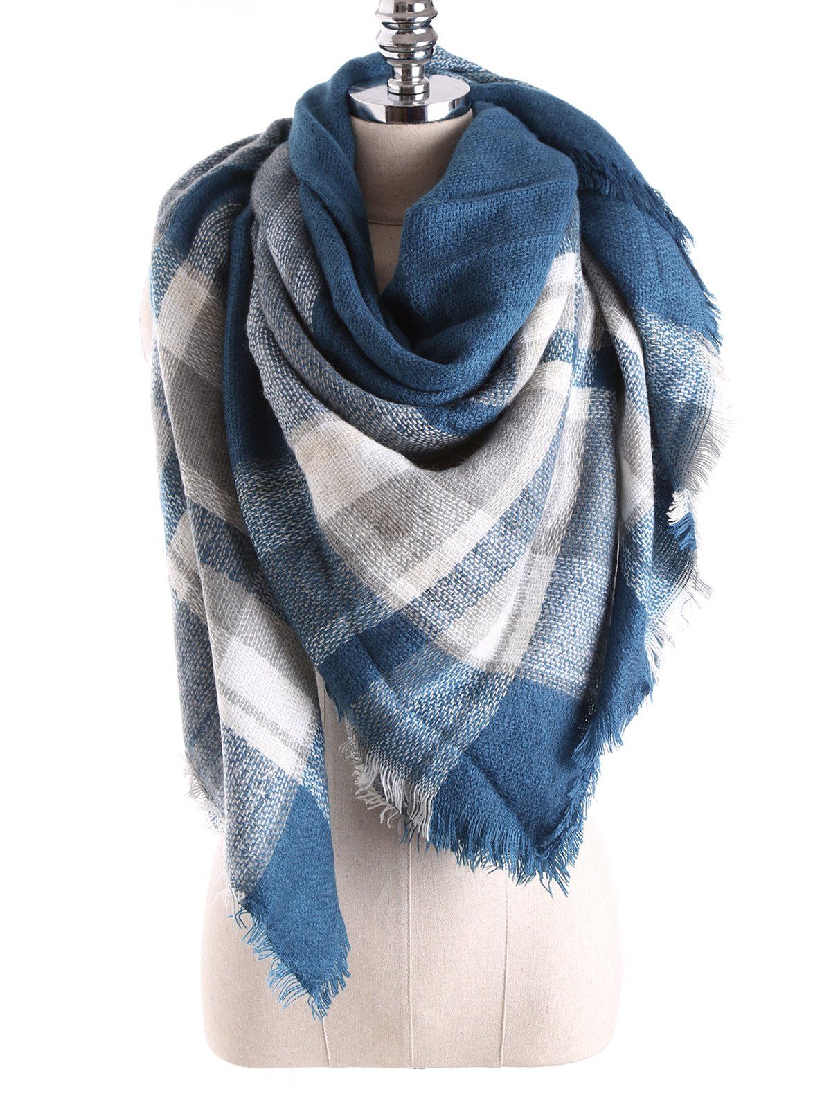 

Warm Tartan Plaid Blanket Shawl Scarf, Turquoise