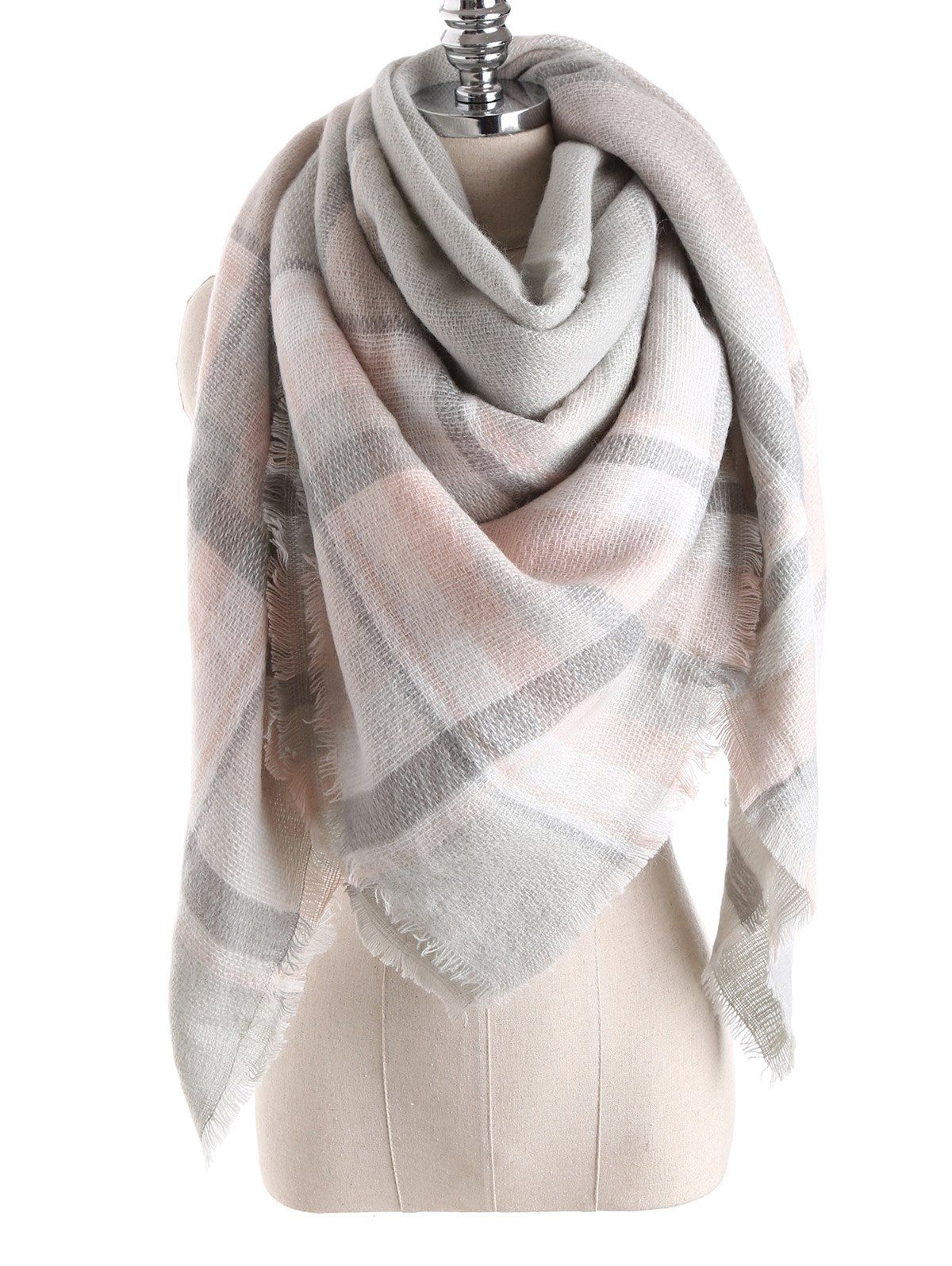 

Warm Tartan Plaid Blanket Shawl Scarf, Light gray