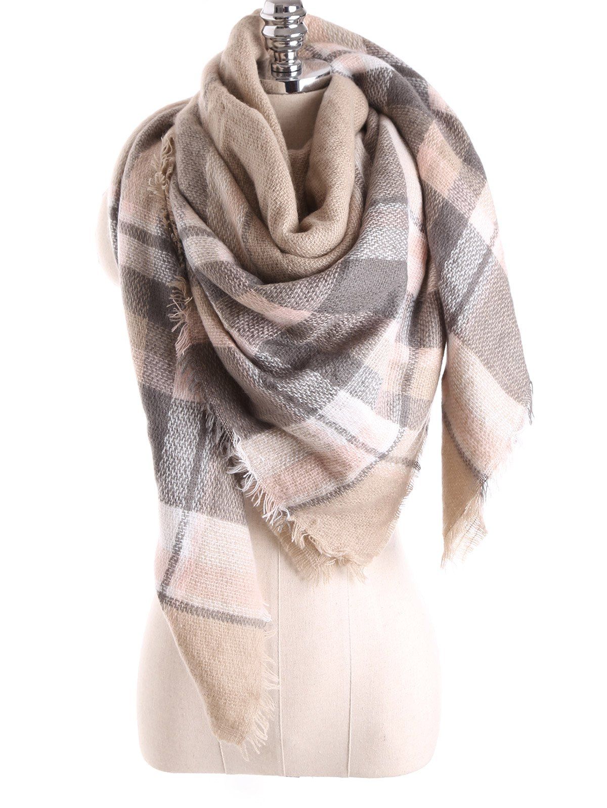 Trendy Warm Tartan Plaid Blanket Shawl Scarf  