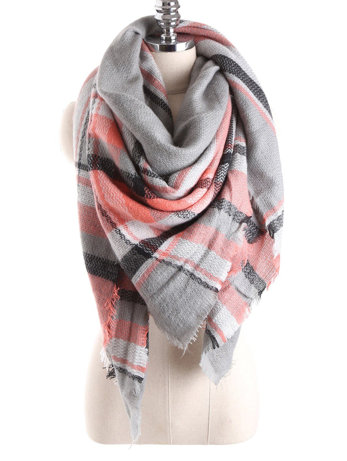 

Warm Tartan Plaid Blanket Shawl Scarf, Gray