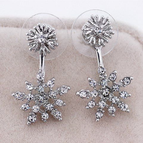 

Rhinestone Snowflake Drop Earrings, Silver