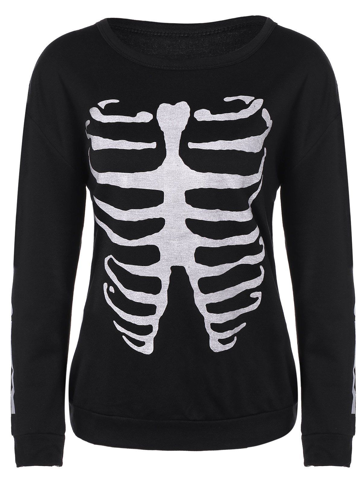 [53% OFF] Skeleton Print Halloween Pullover Sweatshirt | Rosegal