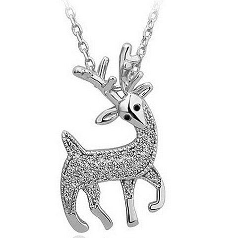 

Rhinestone Fawn Pendant Necklace, Silver