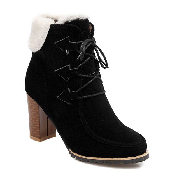 

Faux Fur Fold Over Ankle Boots, Black