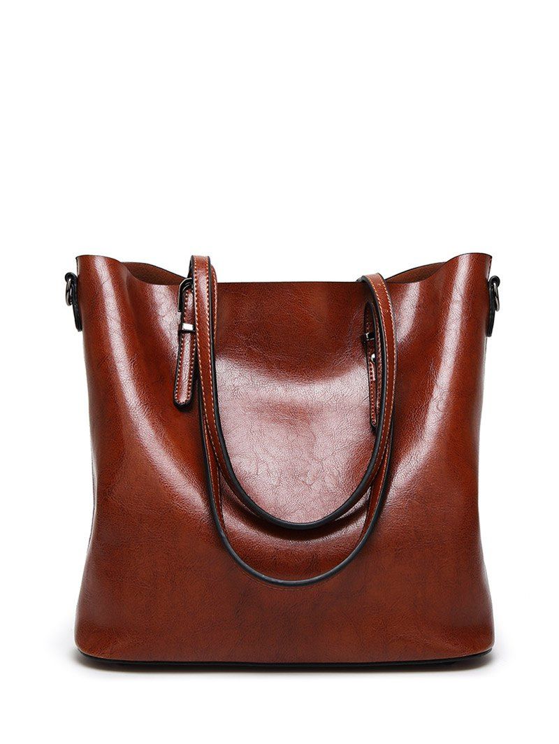 brown metal buckles pu leather shoulder bag rosegal brown metal buckles pu leather shoulder bag rosegal