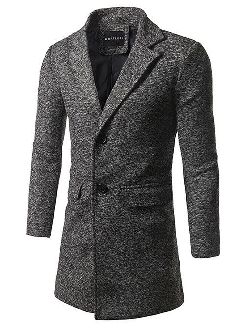 2019 lapel single breasted lengthen pocket wool coat