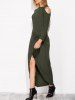Cold Shoulder Asymmetric Knitted Maxi Jumper Dress -  