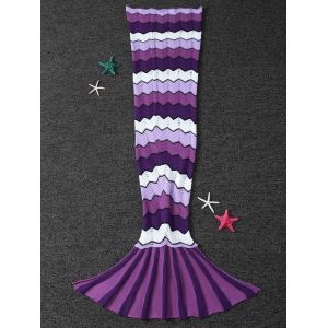 

Warmth Wave Pattern Knitting Mermaid Tail Blanket, Purple