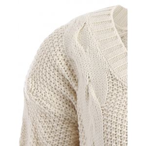 Off White 4xl Plus Size Cable Knit Drop Shoulder Sweater | RoseGal.com