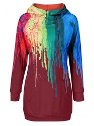 [53% OFF] Oil Paint Over Print Rainbow Hoodie | Rosegal